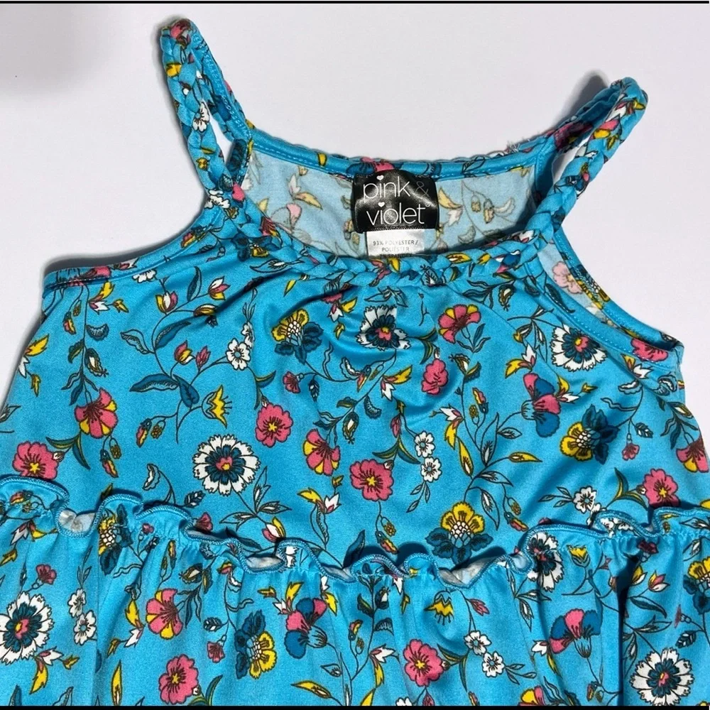 Kids Girls Size XS 4/5 Maxi Dress Set Of 2 Tie Dye Unicorn & Blue Flowers NEW